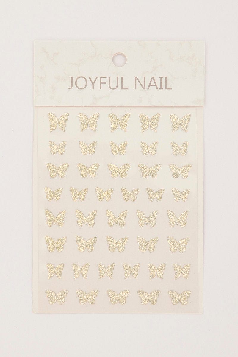 Gold Butterfly Pattern Nail Art Sticker Decals sold by Ally Fashion