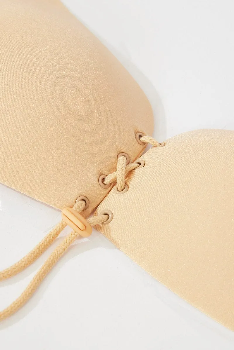 Beige Lace Up Self Adhesive Bra sold by Ally Fashion product image thumbnail 2
