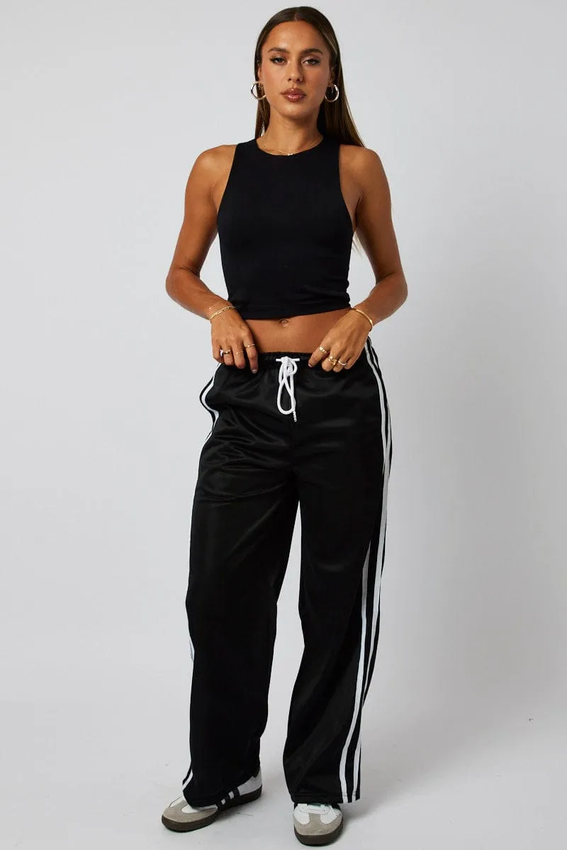 Black Track Pants Mid Rise sold by Ally Fashion product image thumbnail 2
