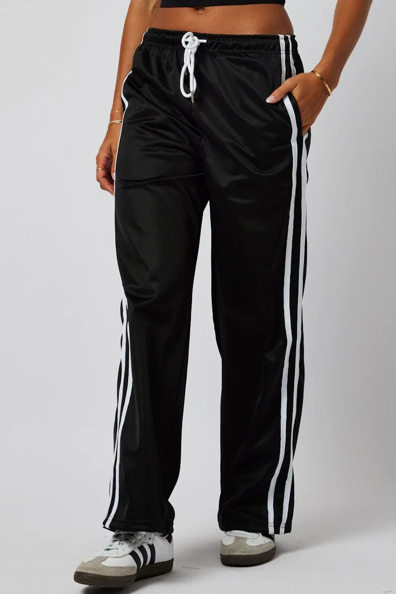 Black Track Pants Mid Rise sold by Ally Fashion product image thumbnail 3