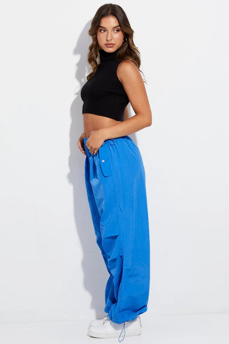 Blue Parachute Cargo Pants Low Rise sold by Ally Fashion product image thumbnail 4