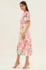 White Floral Tie Waist Tiered Midi Dress sold by Ally Fashion