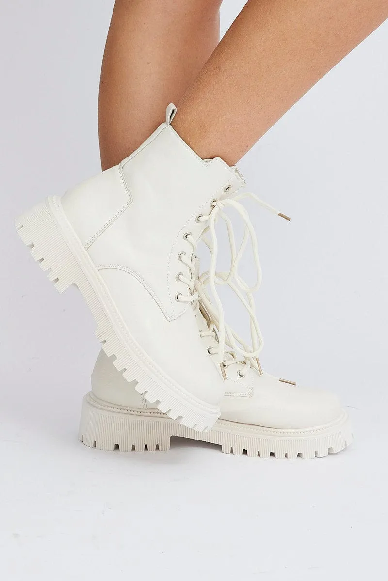 White Boots Chunky Lace up sold by Ally Fashion product image thumbnail 2