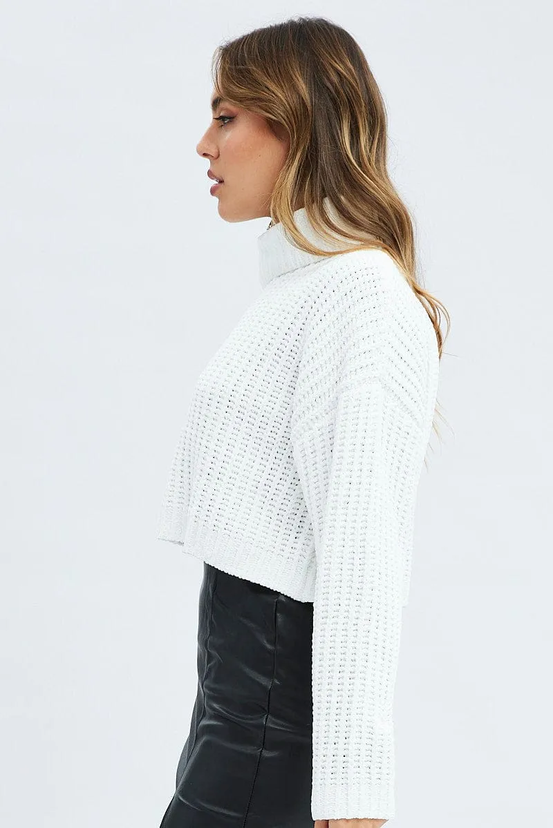 White Knit Jumper Turtle Neck Chenille sold by Ally Fashion product image thumbnail 4