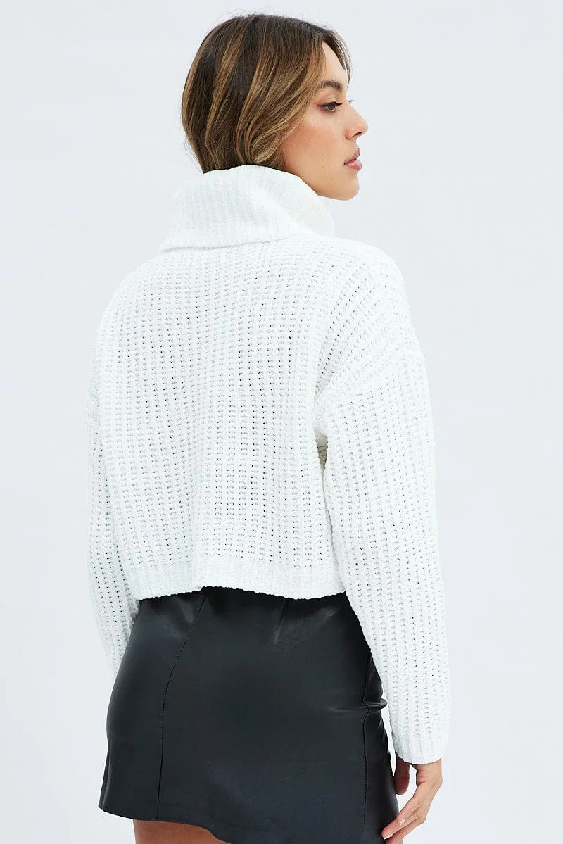 White Knit Jumper Turtle Neck Chenille sold by Ally Fashion product image thumbnail 5