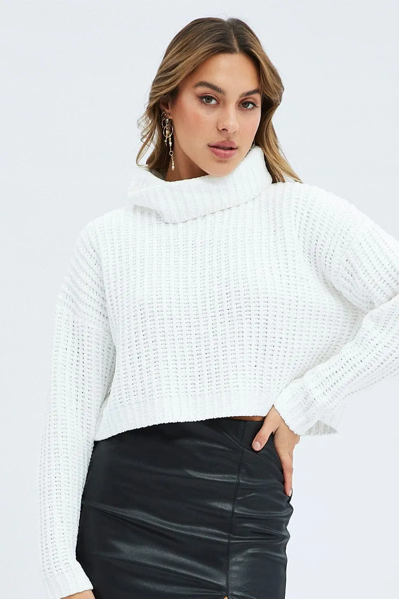 White Knit Jumper Turtle Neck Chenille sold by Ally Fashion product image thumbnail 3