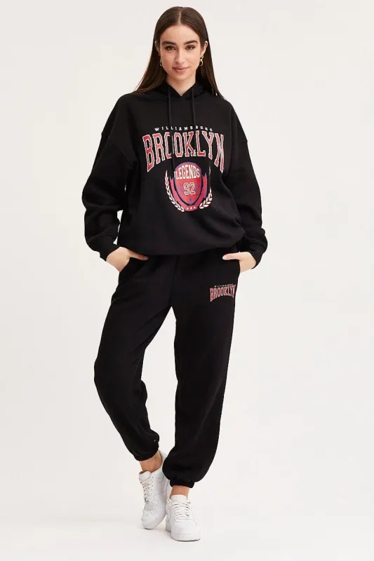 Black Track Pants High Rise sold by Ally Fashion