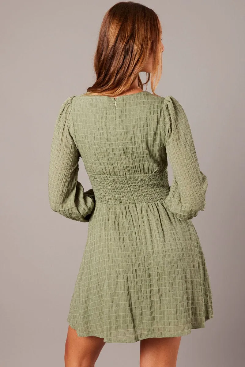 Green Fit And Flare Dress Long Sleeve sold by Ally Fashion product image thumbnail 5