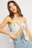 Multi Abstract Cami Top Sleeveless Tie Front sold by Ally Fashion
