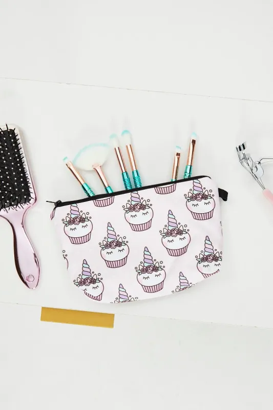 Print Unicorn Cup Cake Print Make-Up Bag sold by Ally Fashion