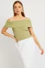 Green Off shoulder Knit Top sold by Ally Fashion