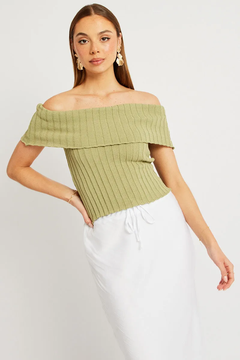 Green Off shoulder Knit Top sold by Ally Fashion product image thumbnail 3