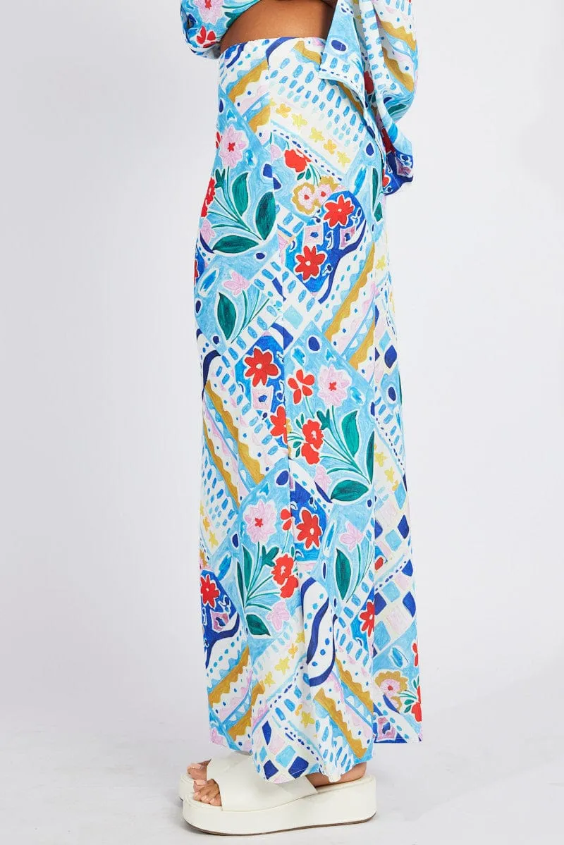 Multi Abstract Maxi Bias Skirt sold by Ally Fashion product image thumbnail 4
