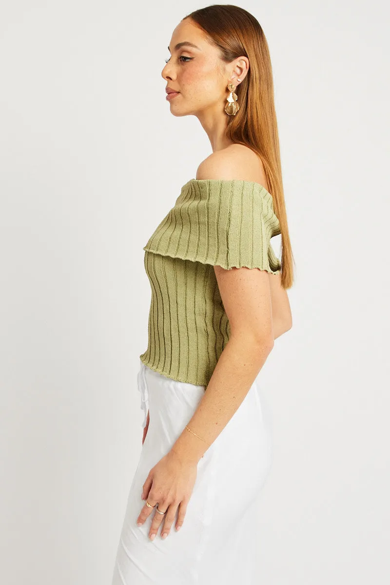 Green Off shoulder Knit Top sold by Ally Fashion product image thumbnail 4
