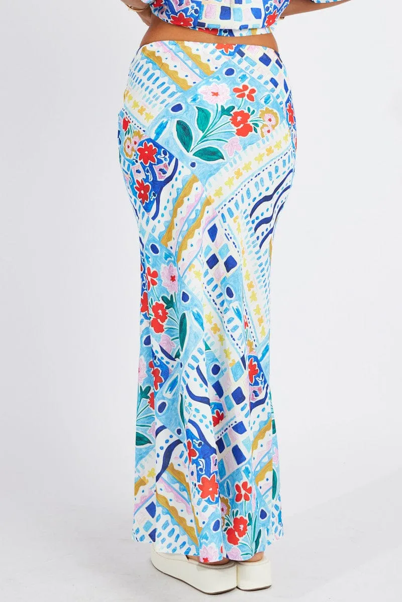 Multi Abstract Maxi Bias Skirt sold by Ally Fashion product image thumbnail 5