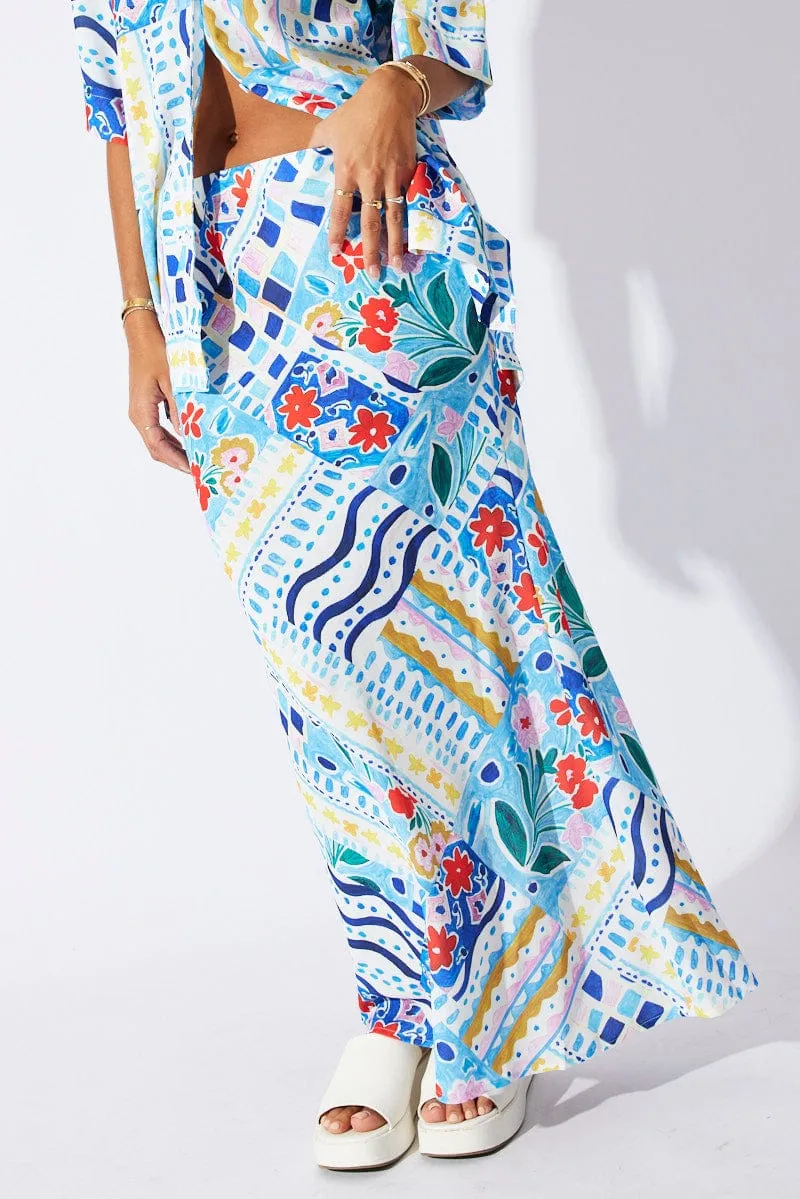 Multi Abstract Maxi Bias Skirt sold by Ally Fashion product image thumbnail 2