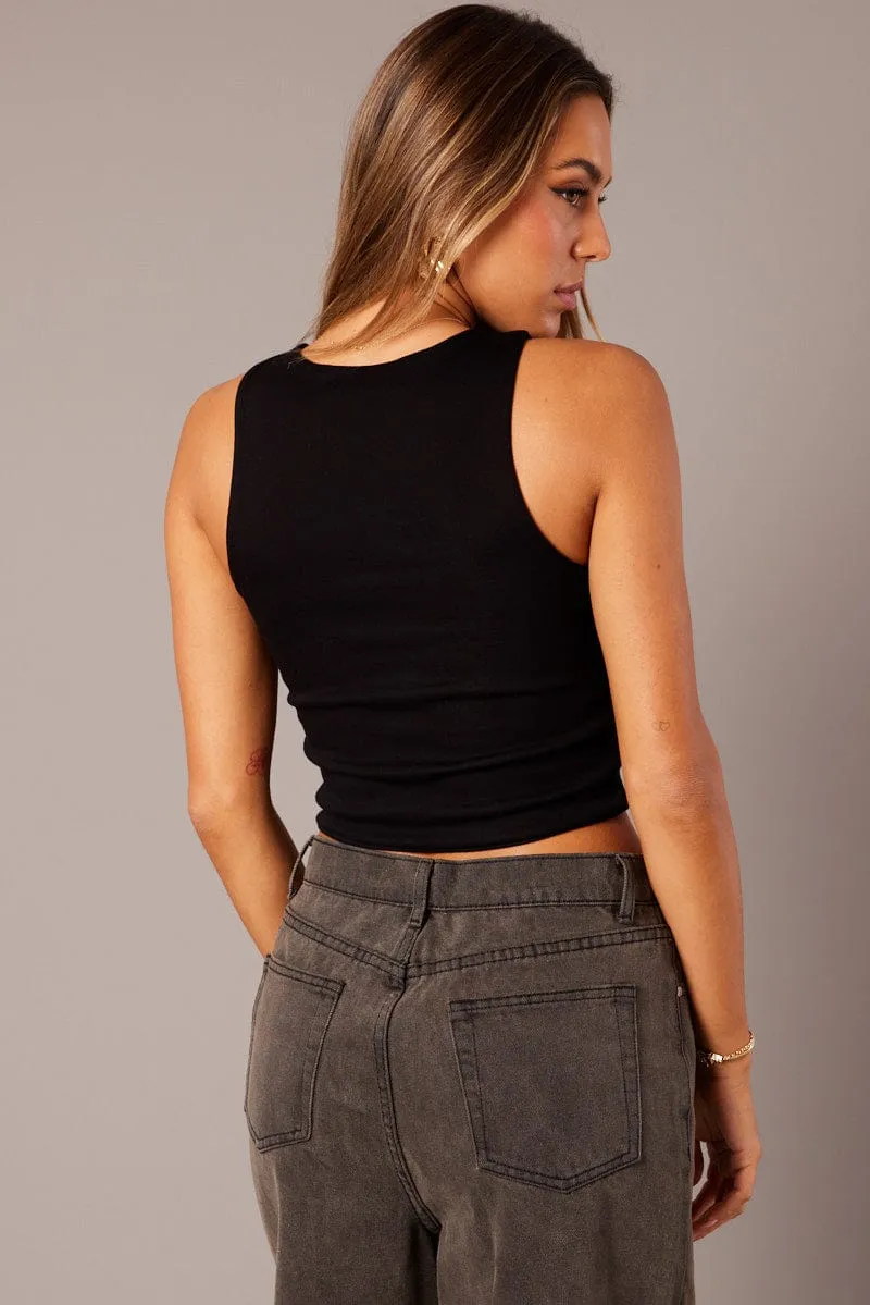 Black Tank Top Sleeveless Cotton Span sold by Ally Fashion product image thumbnail 5