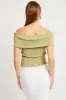 Green Off shoulder Knit Top sold by Ally Fashion