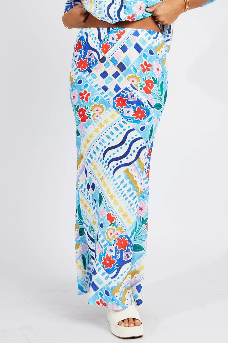 Multi Abstract Maxi Bias Skirt sold by Ally Fashion product image thumbnail 3