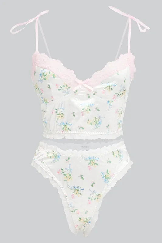 White Floral Floral Print Lingerie Set sold by Ally Fashion