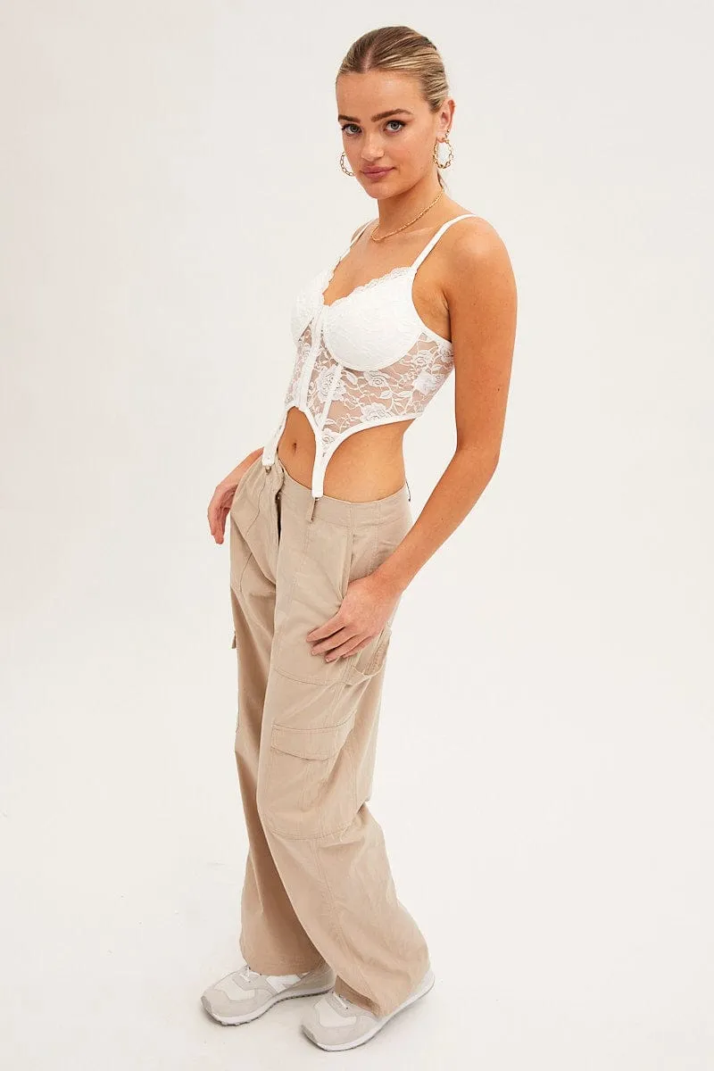 White Corset Top Sleeveless Sweetheart Crop Garter Lace sold by Ally Fashion product image thumbnail 2