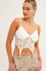 White Corset Top Sleeveless Sweetheart Crop Garter Lace sold by Ally Fashion
