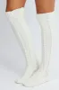 White Cable Knit Over Knee Socks sold by Ally Fashion
