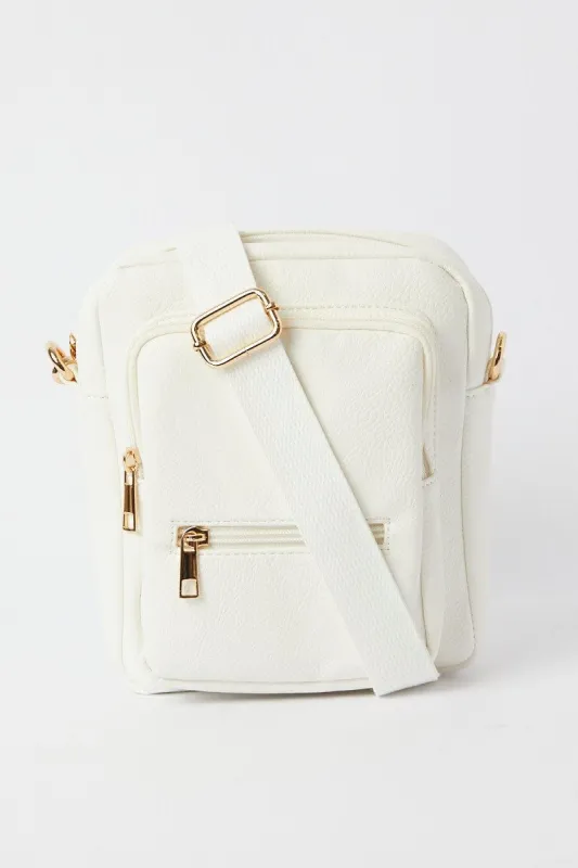 White Utility Crossbody Bag sold by Ally Fashion