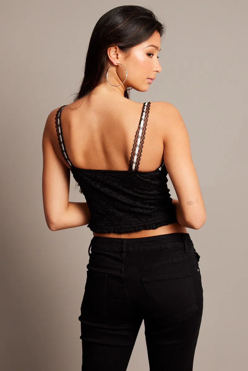 Black Trimmed Top Sleeveless Lace sold by Ally Fashion product image thumbnail 5