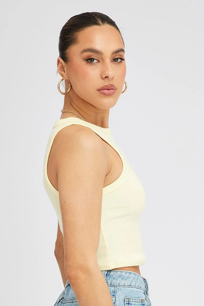 Yellow Tank Top Sleeveless Crew Neck sold by Ally Fashion product image thumbnail 4