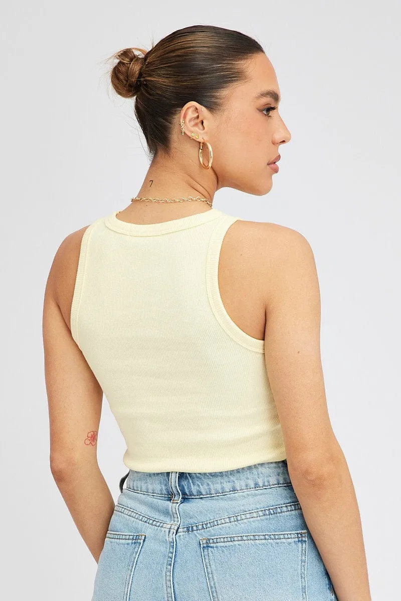 Yellow Tank Top Sleeveless Crew Neck sold by Ally Fashion product image thumbnail 5