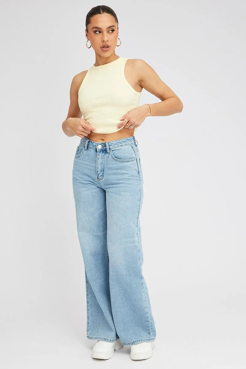 Yellow Tank Top Sleeveless Crew Neck sold by Ally Fashion product image thumbnail 2