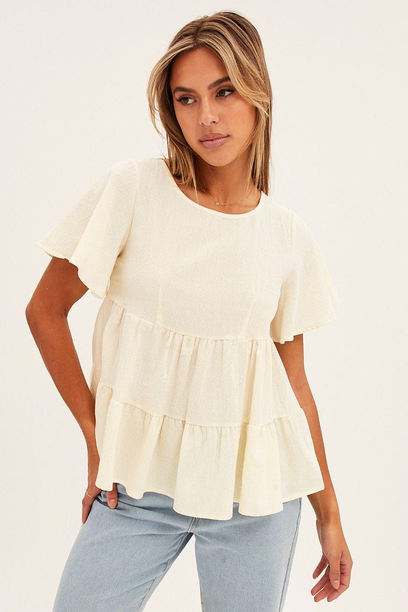Beige Short Sleeves Cami Top sold by Ally Fashion product image thumbnail 3