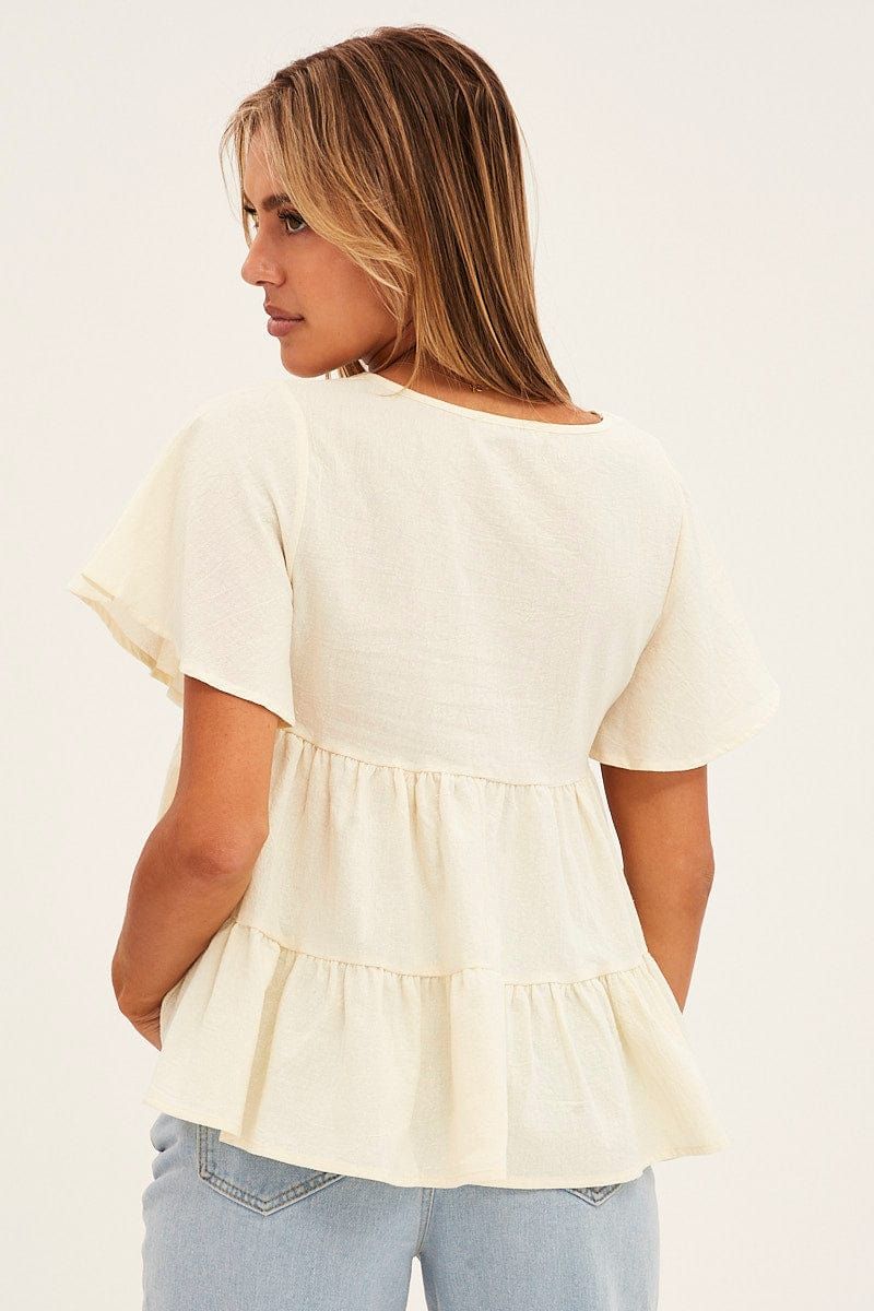 Beige Short Sleeves Cami Top sold by Ally Fashion product image thumbnail 5