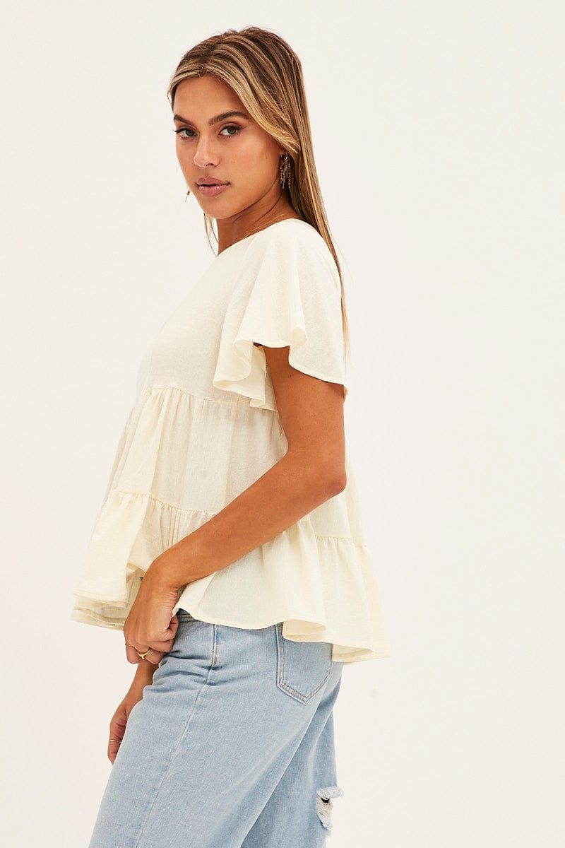 Beige Short Sleeves Cami Top sold by Ally Fashion product image thumbnail 4