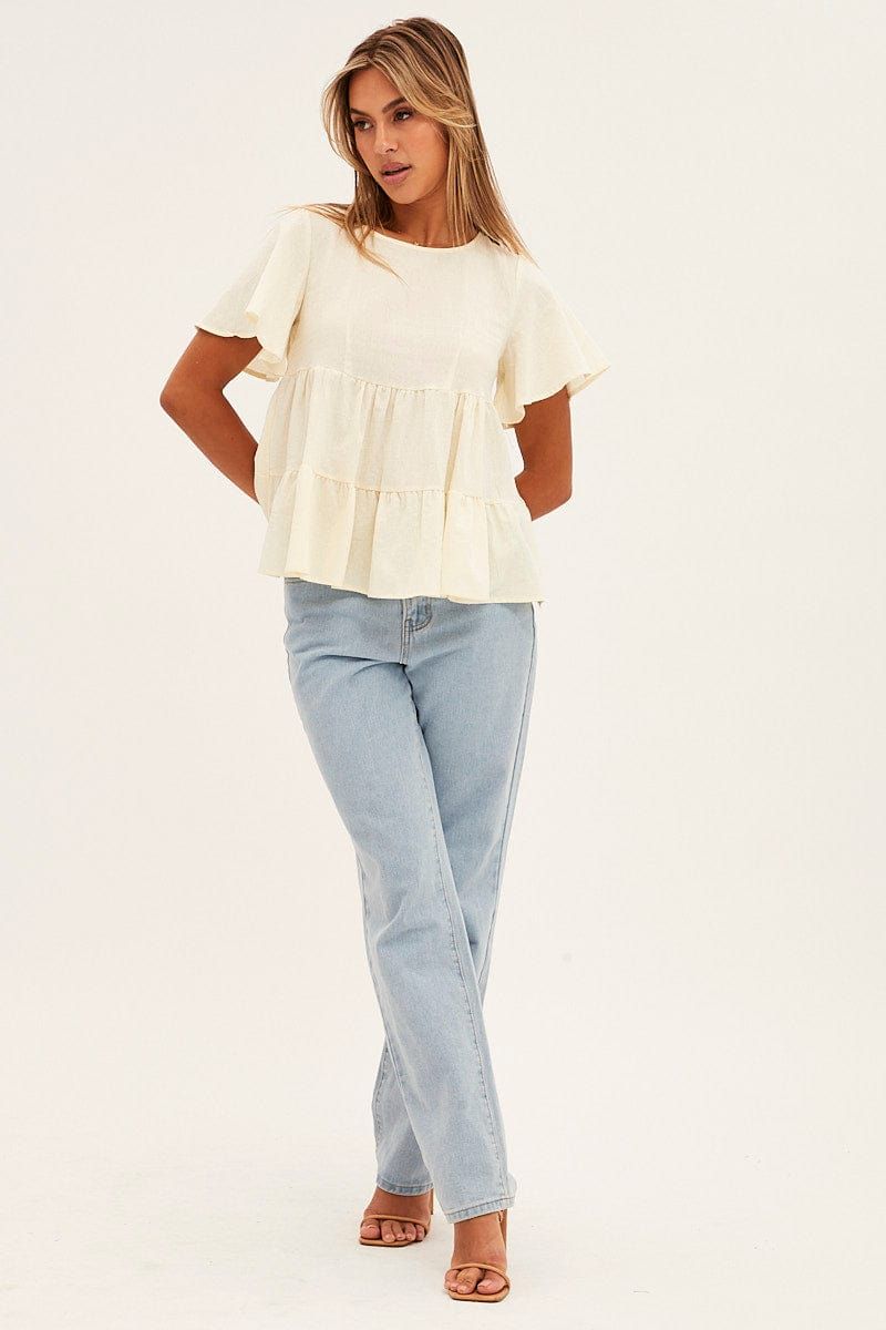 Beige Short Sleeves Cami Top sold by Ally Fashion product image thumbnail 2