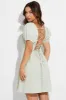 Green Check Fit And Flare Dress Short Sleeve Back Lace Up sold by Ally Fashion
