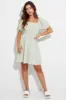 Green Check Fit And Flare Dress Short Sleeve Back Lace Up sold by Ally Fashion