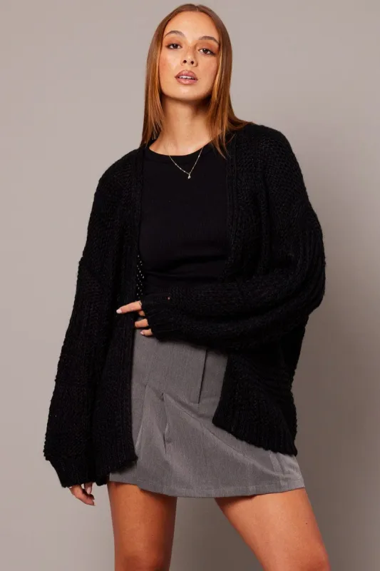 Black Oversized Cardigan Long Sleeve sold by Ally Fashion