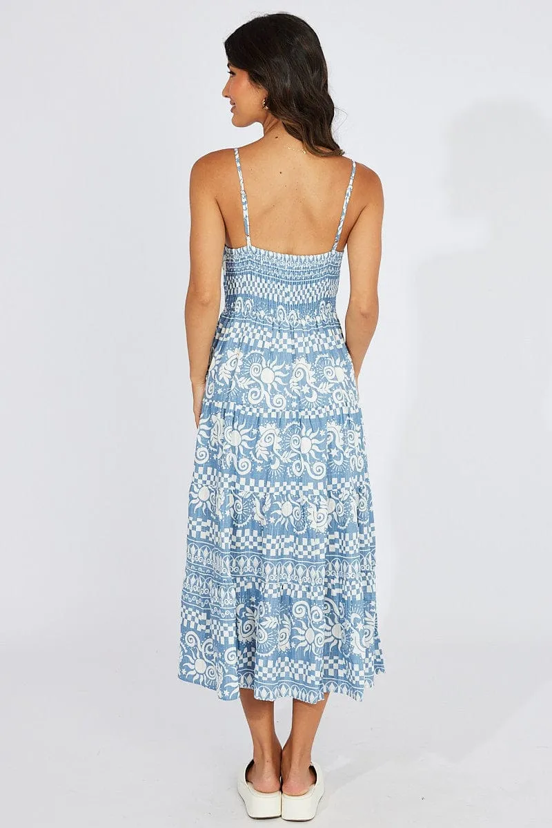 Blue Abstract Maxi Dress Tiered Strappy sold by Ally Fashion product image thumbnail 5