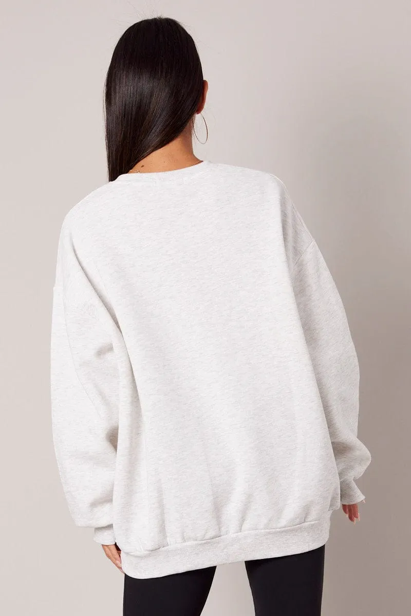 Grey Graphic Sweater Crew Neck Oversized sold by Ally Fashion product image thumbnail 5