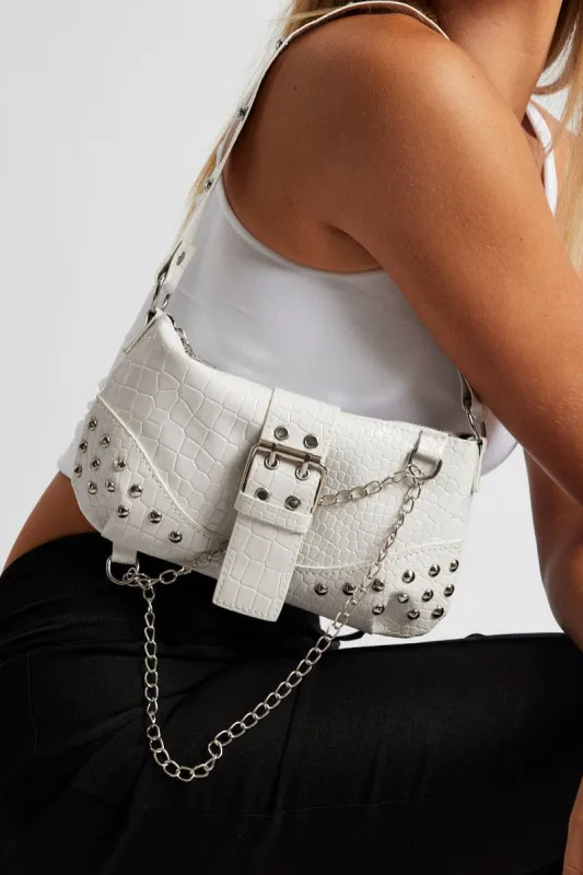 White Shoulder Bag with Studding sold by Ally Fashion