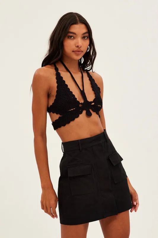 Black Butterfly Knit Top Backless sold by Ally Fashion