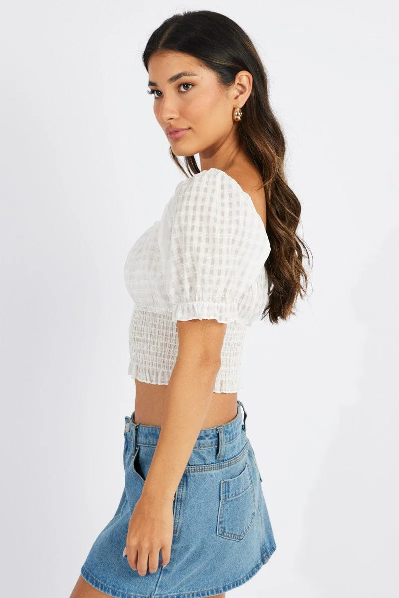 White Crop Top Short Sleeve sold by Ally Fashion product image thumbnail 4