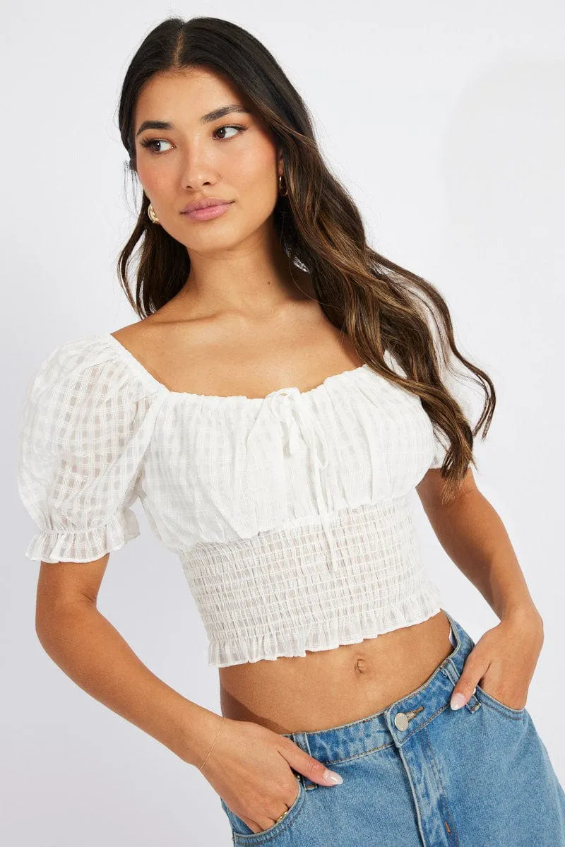White Crop Top Short Sleeve sold by Ally Fashion