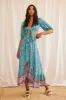 Blue Boho Crop Top Tie Front sold by Ally Fashion