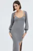 Grey Knit Midi Dress And Shrug Set sold by Ally Fashion