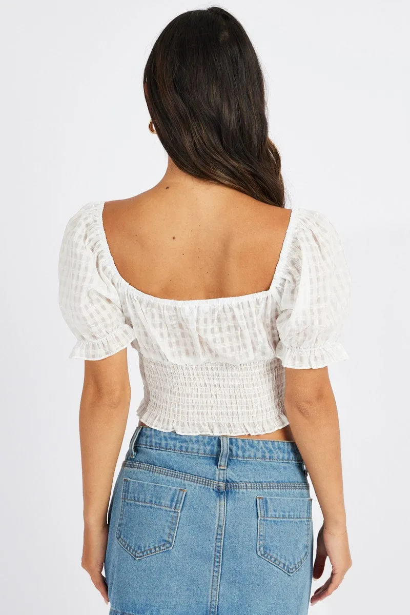 White Crop Top Short Sleeve sold by Ally Fashion product image thumbnail 5