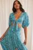 Blue Boho Crop Top Tie Front sold by Ally Fashion