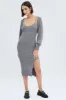 Grey Knit Midi Dress And Shrug Set sold by Ally Fashion